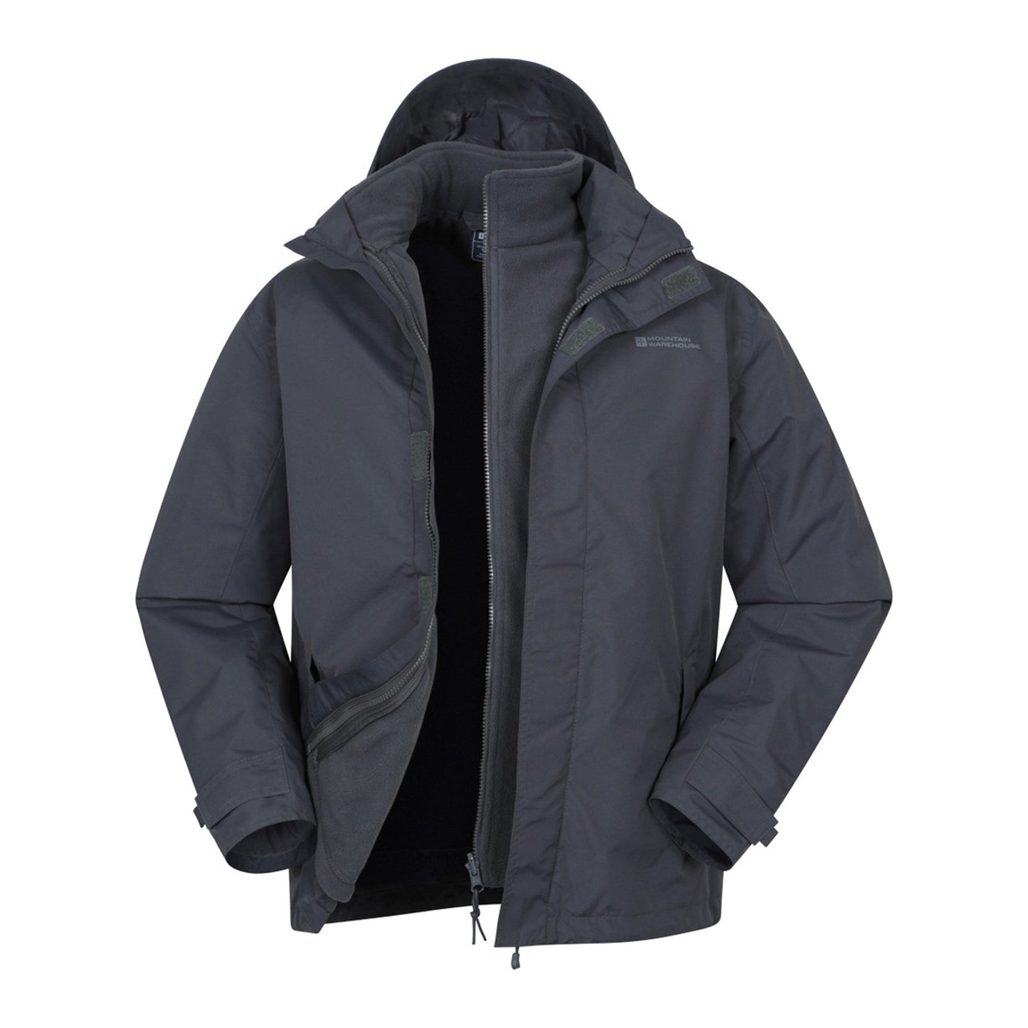 Grey - Front - Mountain Warehouse Mens Fell II 3 in 1 Jacket