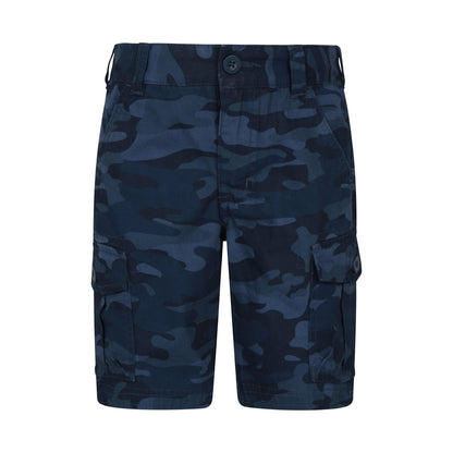 Navy - Front - Mountain Warehouse Childrens-Kids Camo Cargo Shorts
