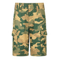 Light Beige-Green - Front - Mountain Warehouse Childrens-Kids Camo Cargo Shorts