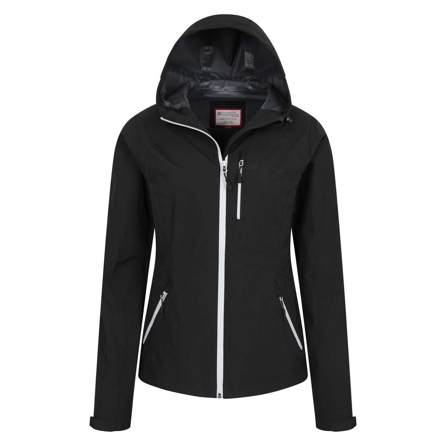 Black - Pack Shot - Mountain Warehouse Womens-Ladies Lightweight 2.5 Layer Waterproof Jacket