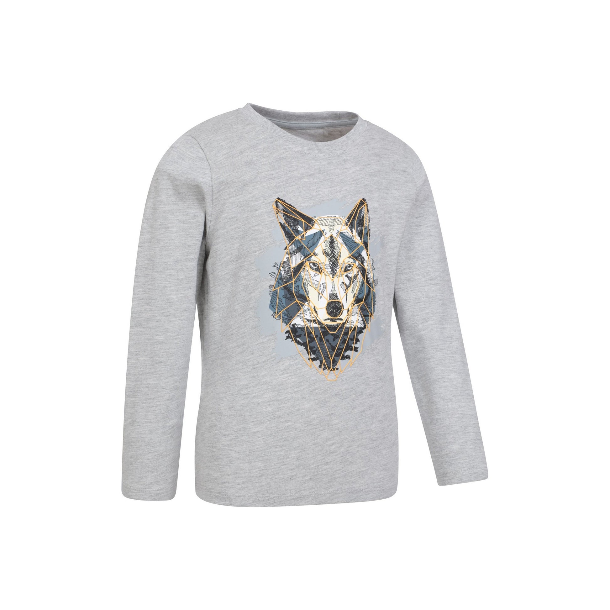 Beige - Back - Mountain Warehouse Childrens-Kids Wolf Organic Long-Sleeved T-Shirt