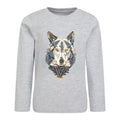 Beige - Front - Mountain Warehouse Childrens-Kids Wolf Organic Long-Sleeved T-Shirt