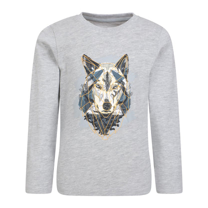 Beige - Front - Mountain Warehouse Childrens-Kids Wolf Organic Long-Sleeved T-Shirt