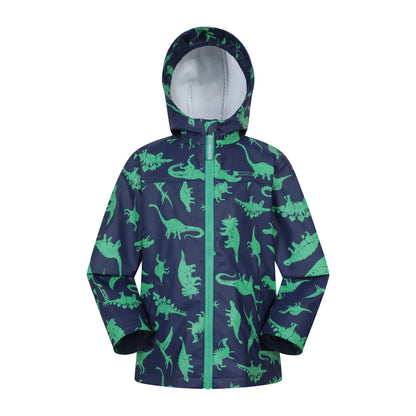 Blue - Side - Mountain Warehouse Childrens-Kids Raindrop Dinosaur Waterproof Jacket And Trousers Set