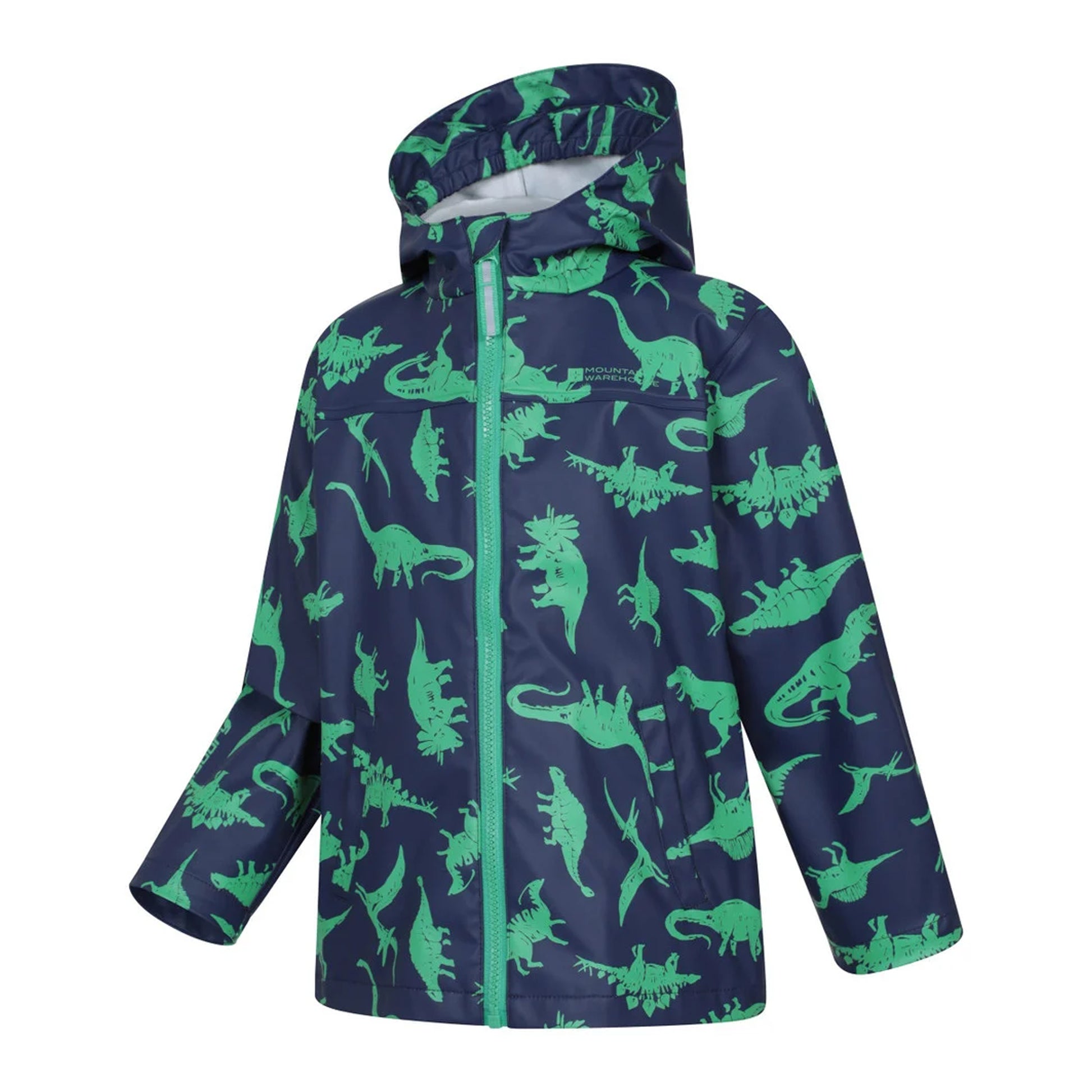 Blue - Lifestyle - Mountain Warehouse Childrens-Kids Raindrop Dinosaur Waterproof Jacket And Trousers Set