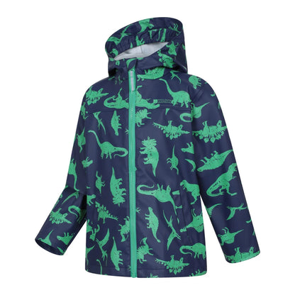 Blue - Lifestyle - Mountain Warehouse Childrens-Kids Raindrop Dinosaur Waterproof Jacket And Trousers Set