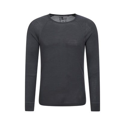 Dark Grey - Close up - Mountain Warehouse Mens Merino Wool Thermal Base Layers Set