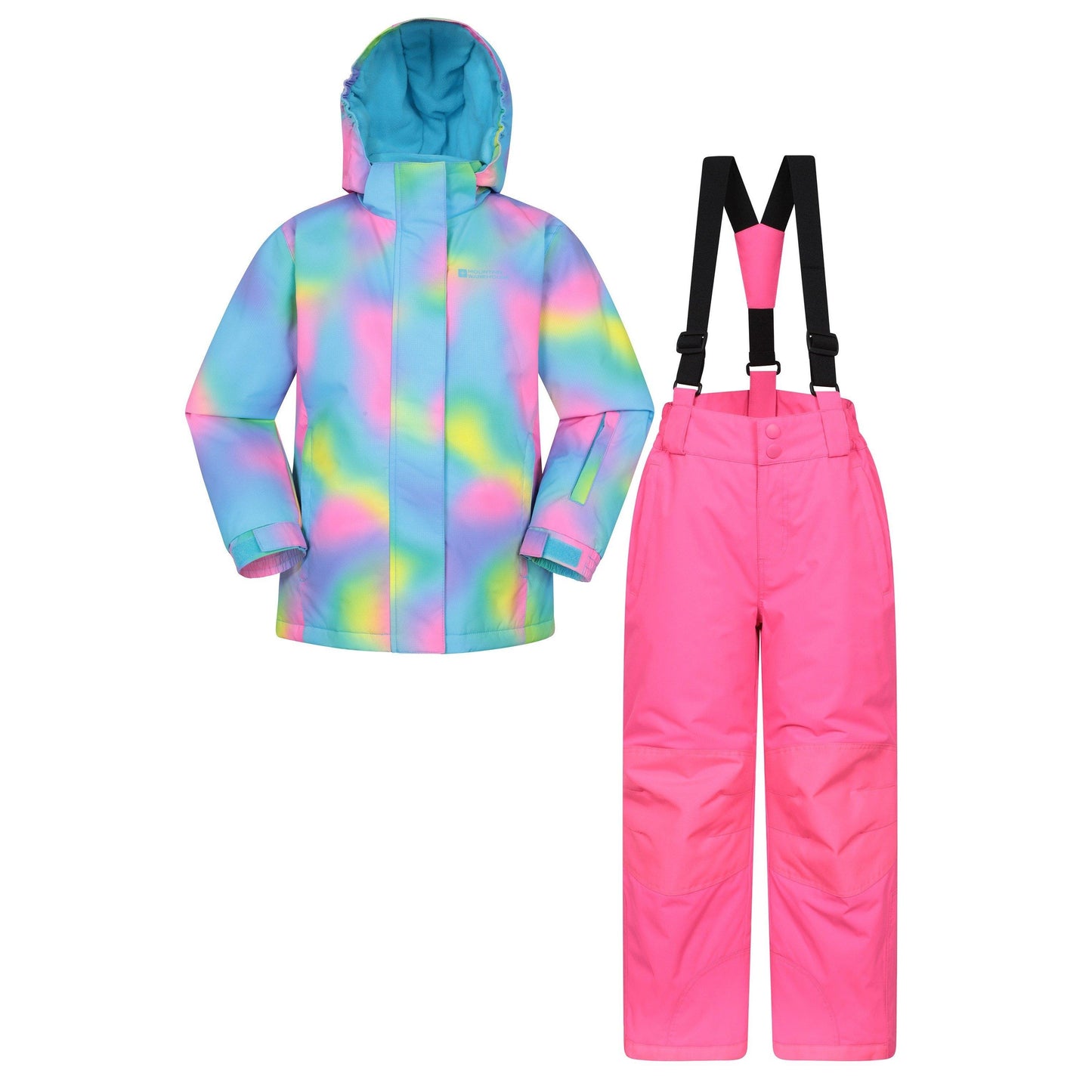 Bright Pink - Front - Mountain Warehouse Childrens-Kids Printed Ski Jacket Set