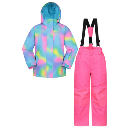 Bright Pink - Front - Mountain Warehouse Childrens-Kids Printed Ski Jacket Set