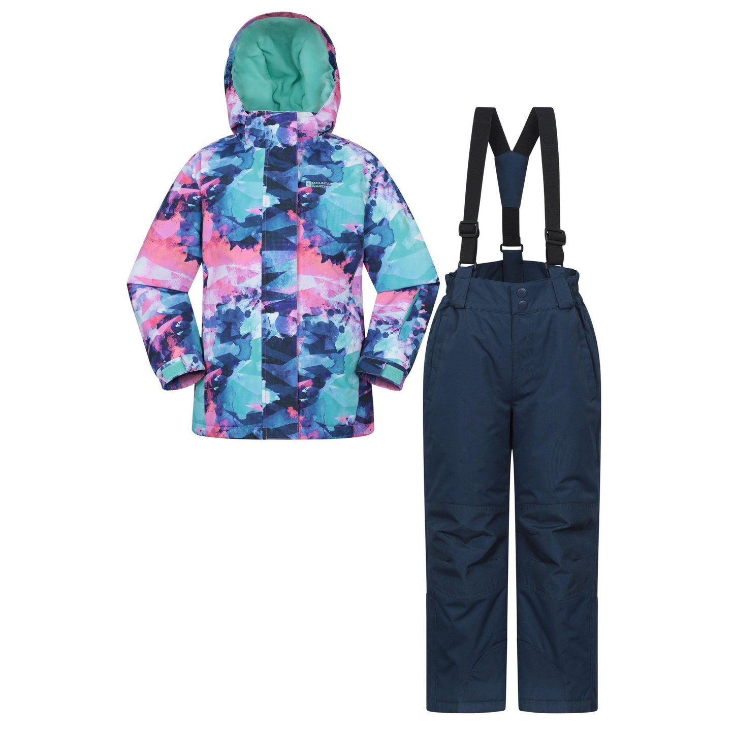Dark Purple - Back - Mountain Warehouse Childrens-Kids Printed Ski Jacket Set