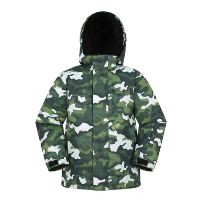 Dark Khaki - Back - Mountain Warehouse Childrens-Kids Printed Ski Jacket Set