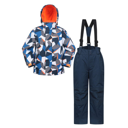 Bright Blue - Front - Mountain Warehouse Childrens-Kids Printed Ski Jacket Set