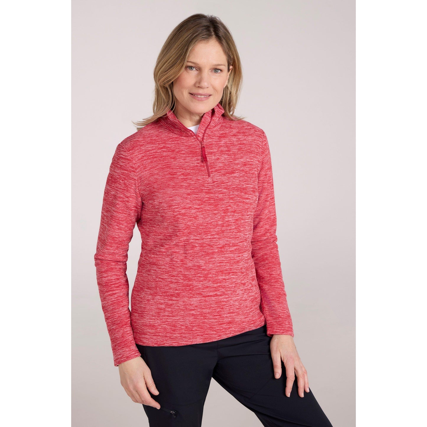 Red - Front - Mountain Warehouse Womens-Ladies Snowdon Melange Fleece Top