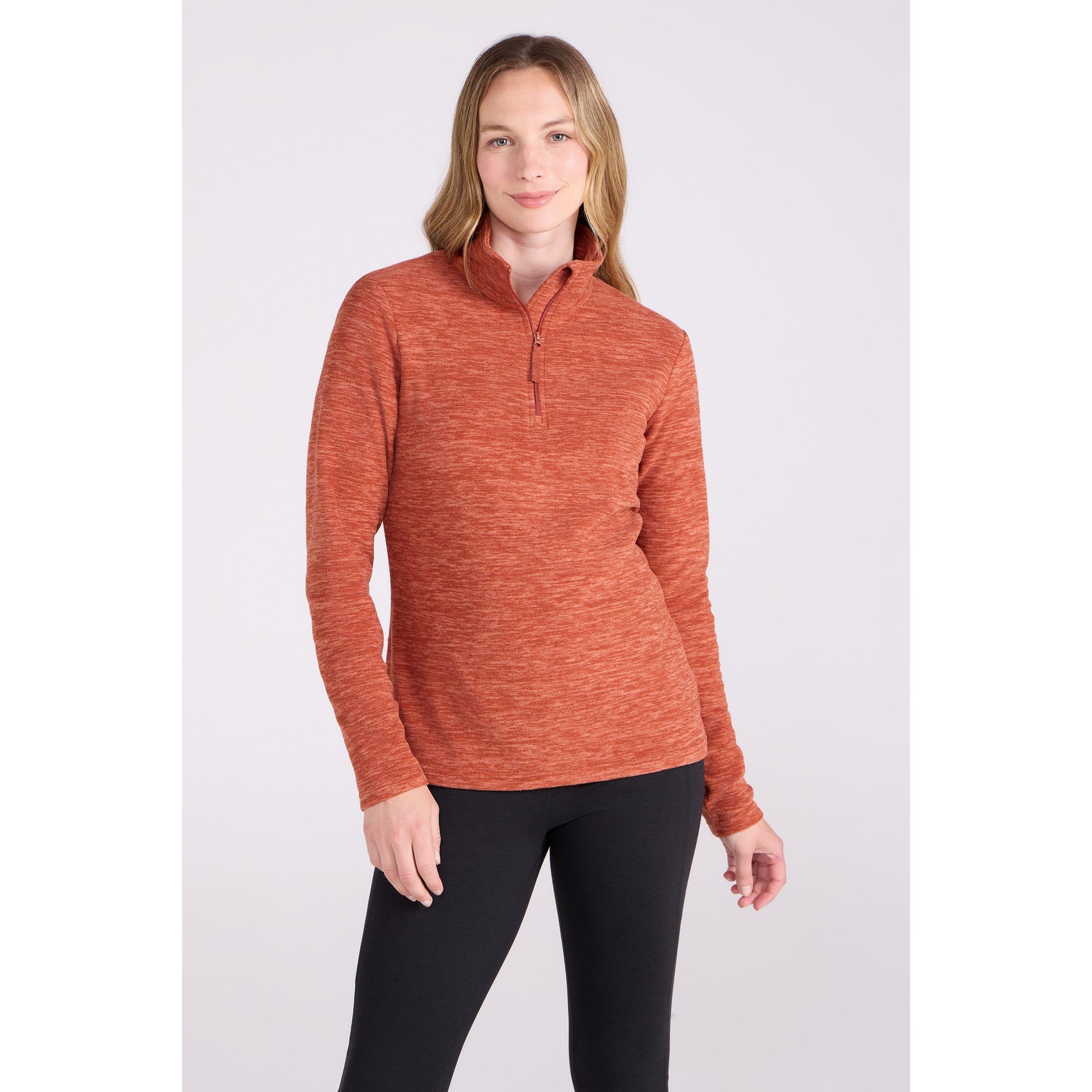 Burnt Orange - Front - Mountain Warehouse Womens-Ladies Snowdon Melange Fleece Top