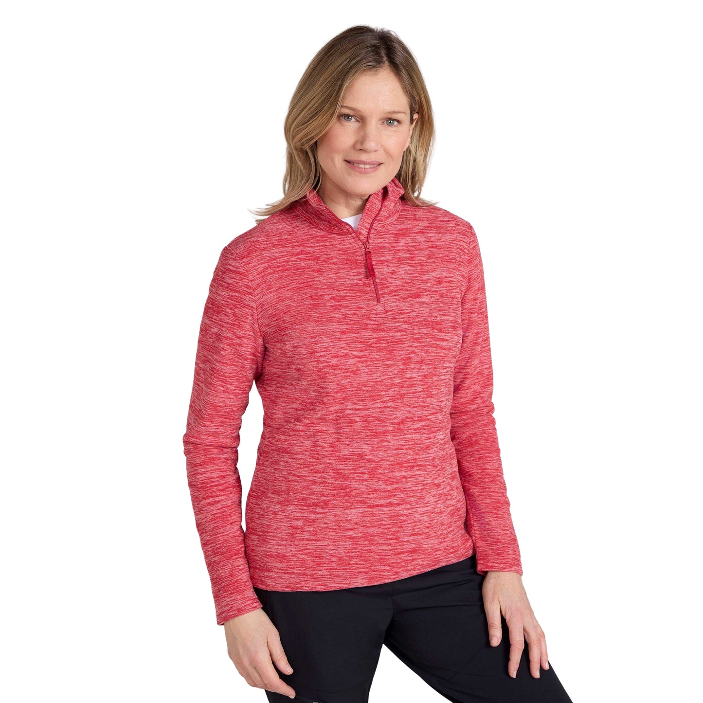Red - Pack Shot - Mountain Warehouse Womens-Ladies Snowdon Melange Fleece Top