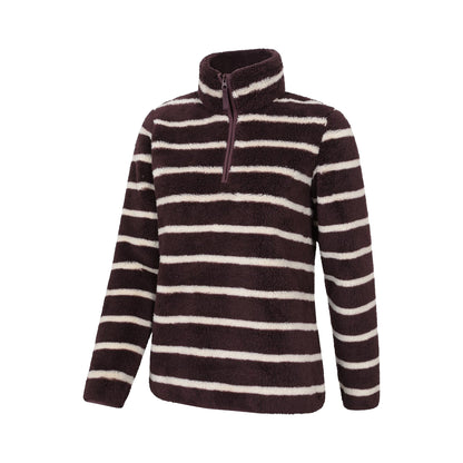 Dark Brown - Side - Mountain Warehouse Womens-Ladies Teddy Fleece Quarter Zip Fleece Top