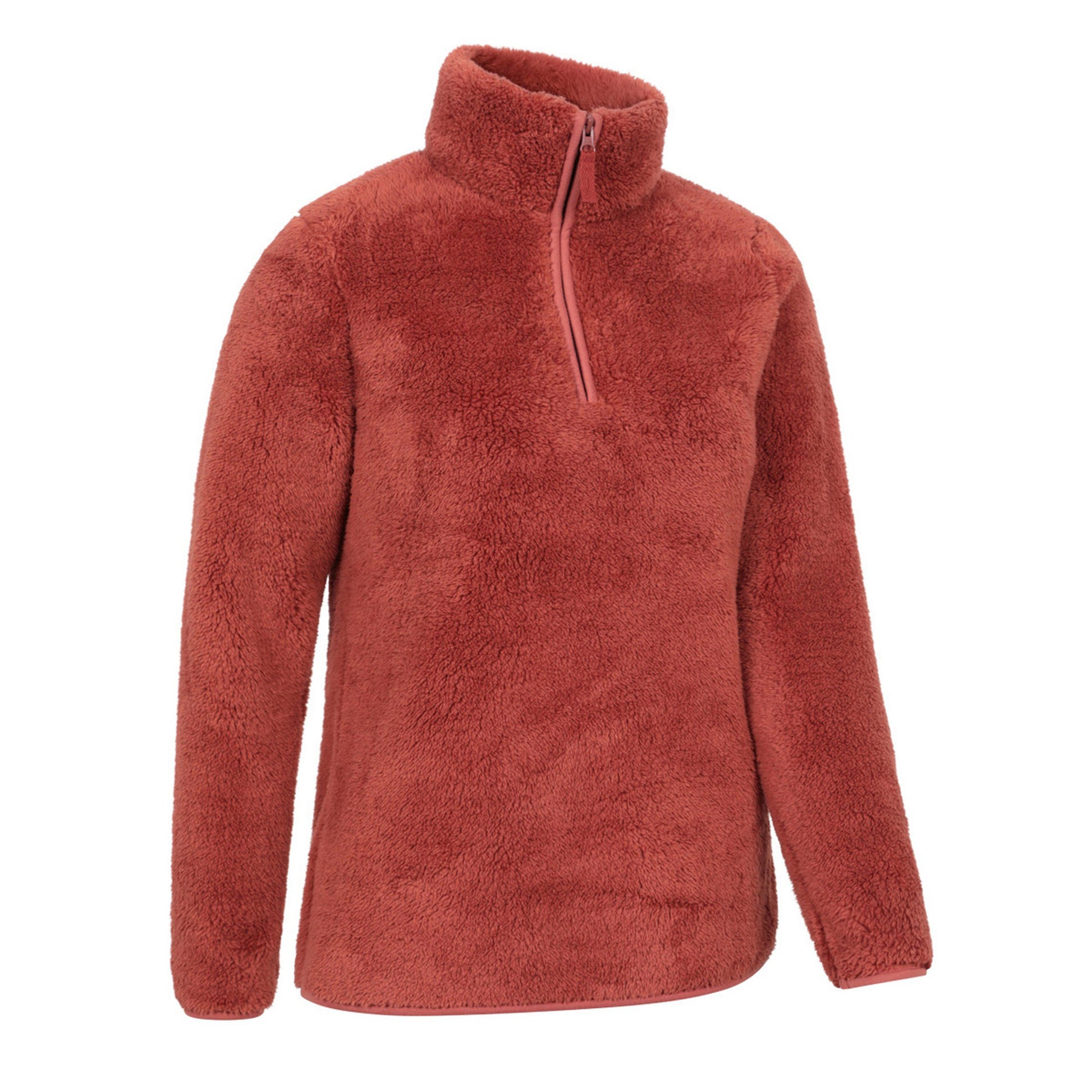 Burnt Orange - Side - Mountain Warehouse Womens-Ladies Teddy Fleece Quarter Zip Fleece Top