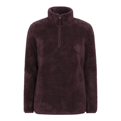 Brown - Front - Mountain Warehouse Womens-Ladies Teddy Fleece Quarter Zip Fleece Top