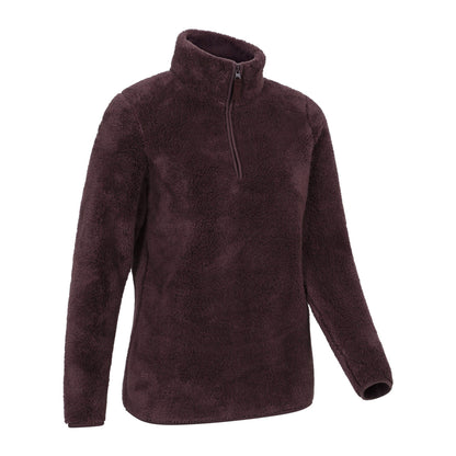 Brown - Side - Mountain Warehouse Womens-Ladies Teddy Fleece Quarter Zip Fleece Top