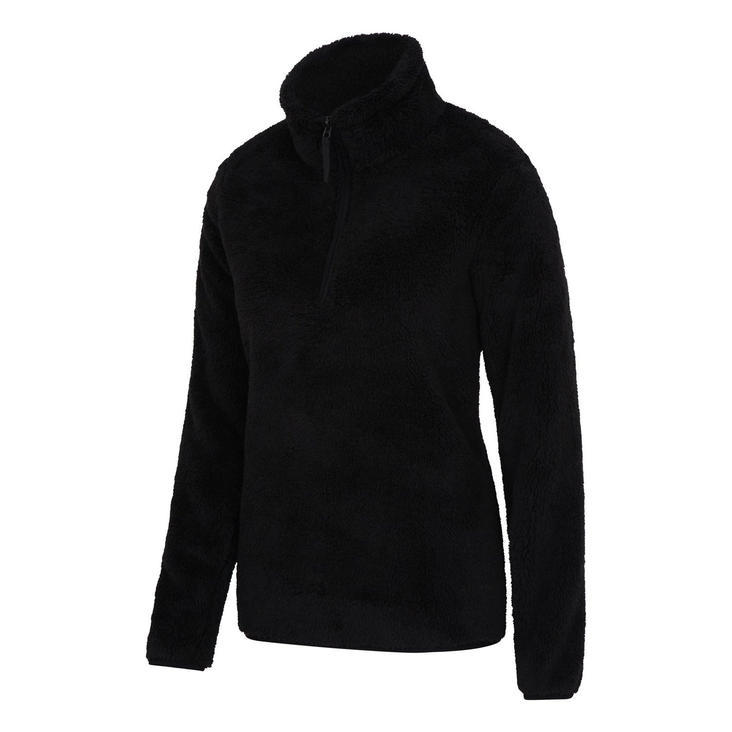 Black - Side - Mountain Warehouse Womens-Ladies Teddy Fleece Quarter Zip Fleece Top