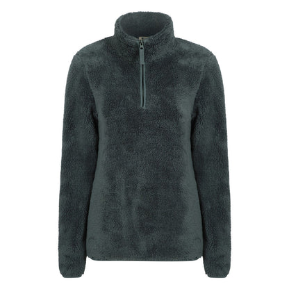Green - Front - Mountain Warehouse Womens-Ladies Teddy Fleece Quarter Zip Fleece Top