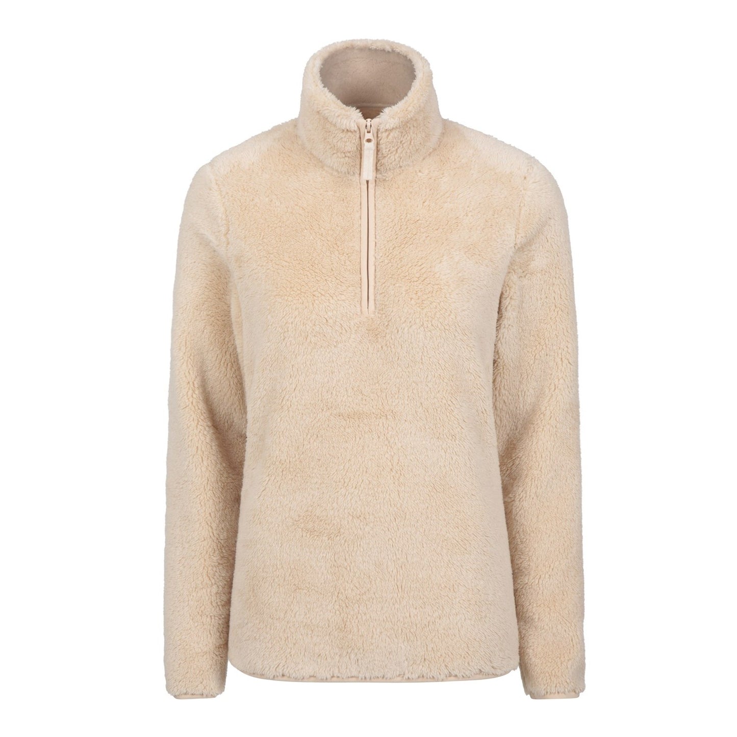 Beige - Front - Mountain Warehouse Womens-Ladies Teddy Fleece Quarter Zip Fleece Top