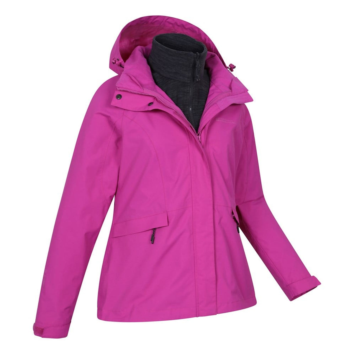 Bright Pink - Side - Mountain Warehouse Womens-Ladies Thunderstorm II 3 in 1 Waterproof Jacket