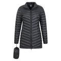 Black - Close up - Mountain Warehouse Womens-Ladies Featherweight Extreme Longline Down Jacket