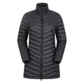 Black - Front - Mountain Warehouse Womens-Ladies Featherweight Extreme Longline Down Jacket