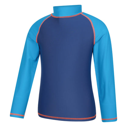 Bright Blue - Side - Mountain Warehouse Childrens-Kids Long-Sleeved Rash Top
