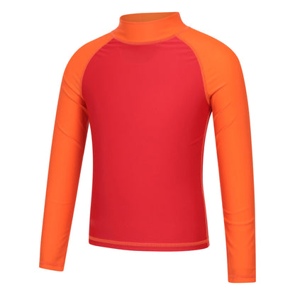 Dark Red - Side - Mountain Warehouse Childrens-Kids Long-Sleeved Rash Top