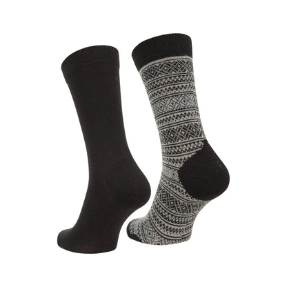 Grey - Back - Mountain Warehouse Women Patterned Merino Wool Socks (Pack Of 2)