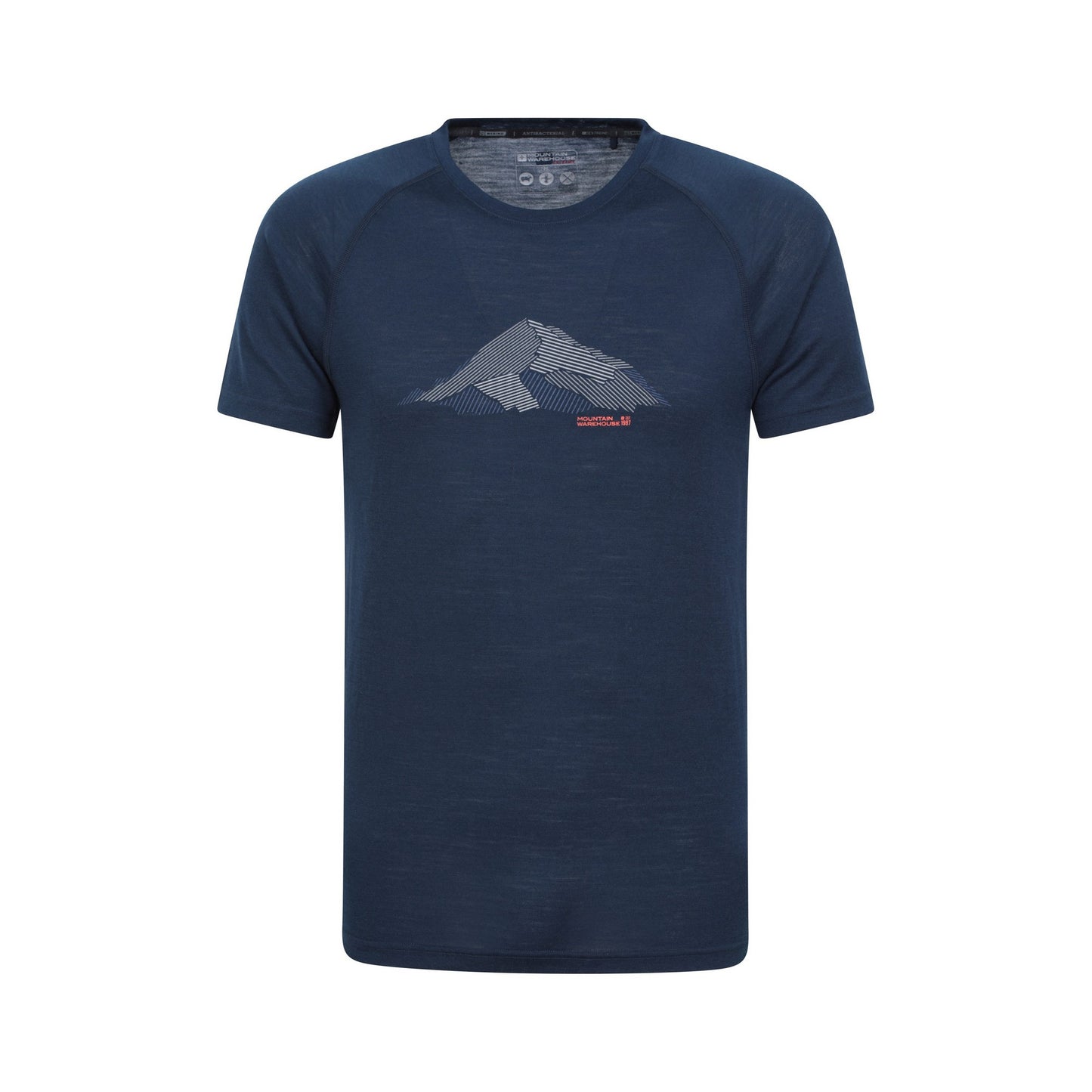 Dark Blue - Front - Mountain Warehouse Mens Quest Printed Merino Blend Thermal Top
