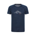Dark Blue - Front - Mountain Warehouse Mens Quest Printed Merino Blend Thermal Top