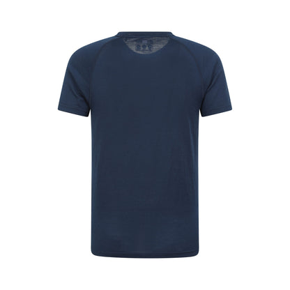 Dark Blue - Back - Mountain Warehouse Mens Quest Printed Merino Blend Thermal Top