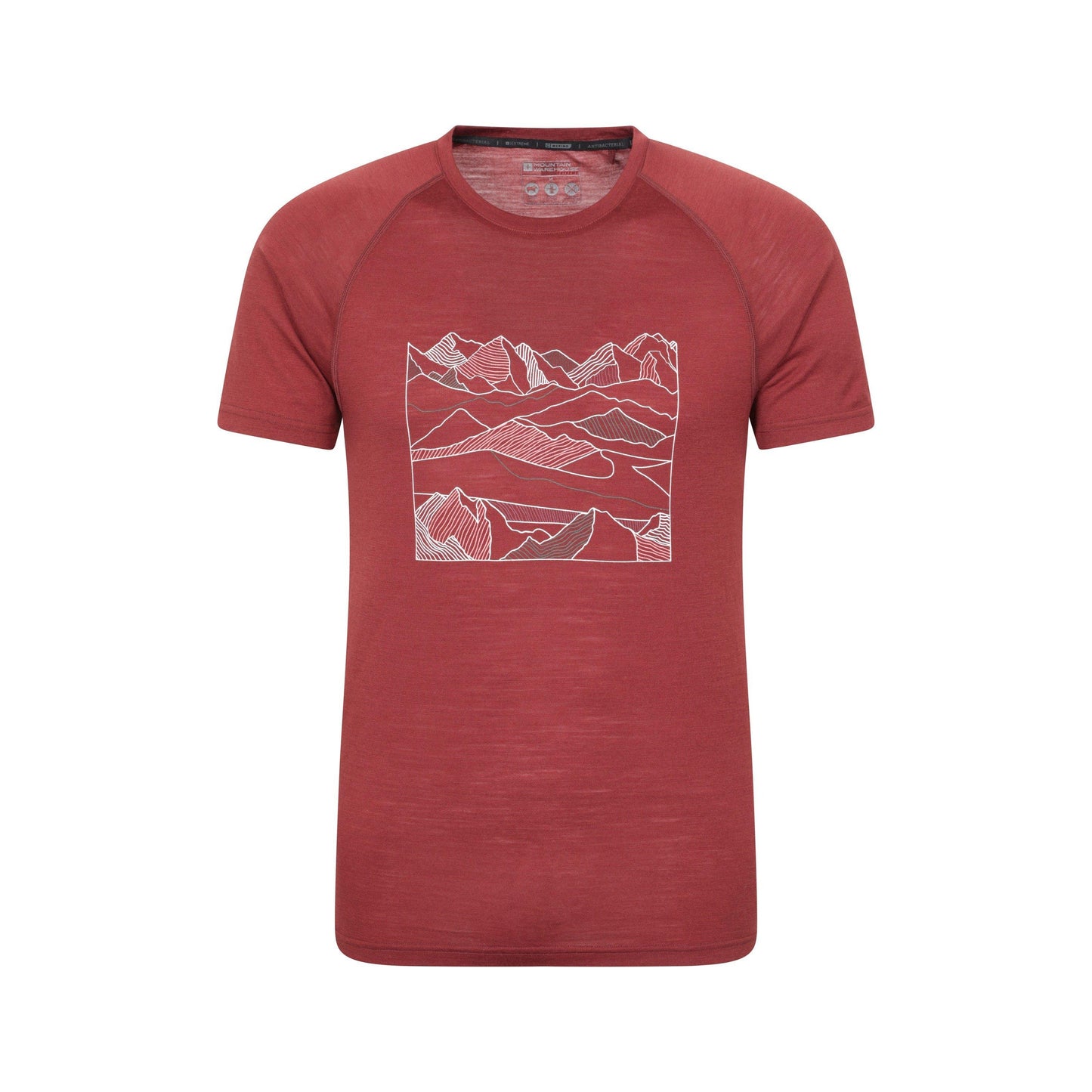 Burgundy - Front - Mountain Warehouse Mens Quest Printed Merino Blend Thermal Top