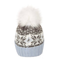 Grey - Back - Mountain Warehouse Womens-Ladies Fair Isle Pom Pom Beanie