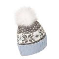 Grey - Pack Shot - Mountain Warehouse Womens-Ladies Fair Isle Pom Pom Beanie