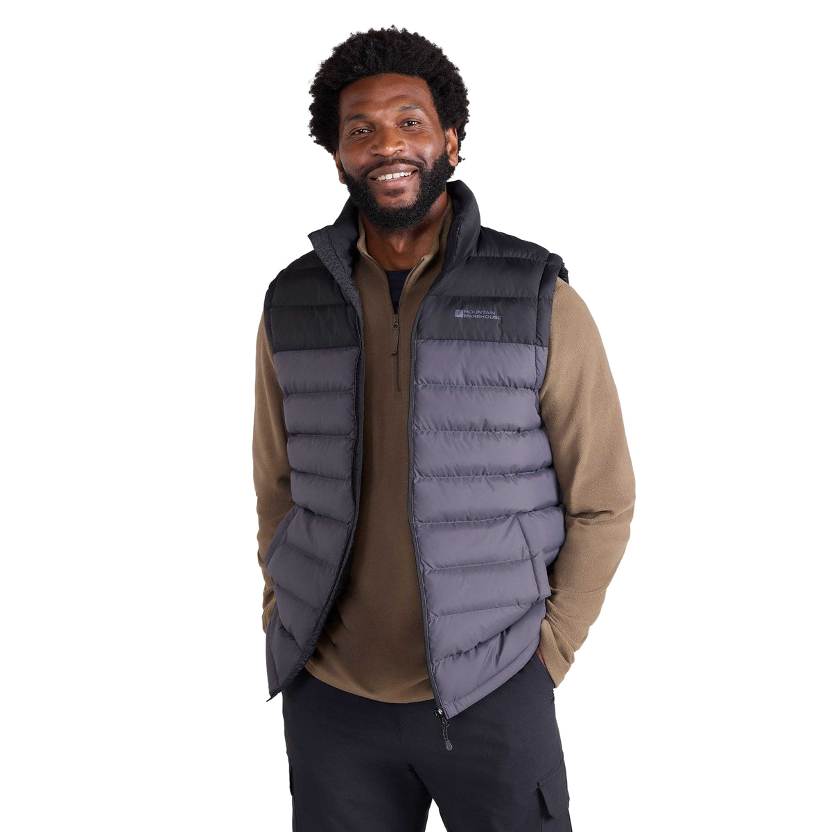 Dark Grey - Pack Shot - Mountain Warehouse Mens Seasons II Padded Gilet