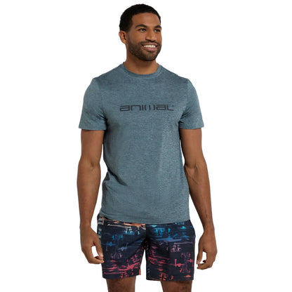 Pale Blue - Side - Animal Mens Latero Logo Swimming T-Shirt