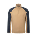 Tan - Front - Mountain Warehouse Mens Ashbourne II Half Zip Fleece Top