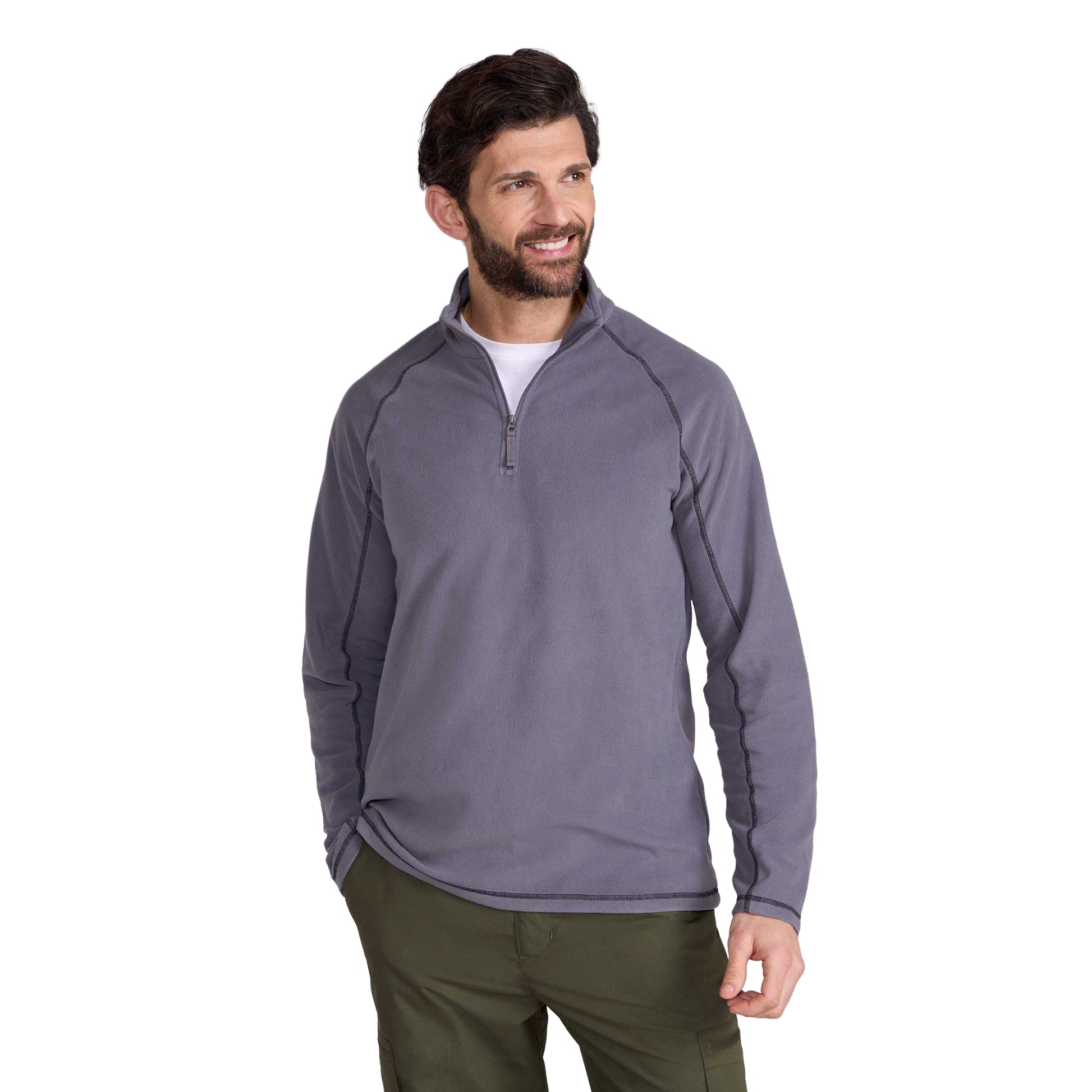 Charcoal - Pack Shot - Mountain Warehouse Mens Ashbourne II Half Zip Fleece Top