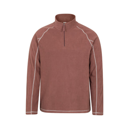 Brown - Front - Mountain Warehouse Mens Ashbourne II Half Zip Fleece Top