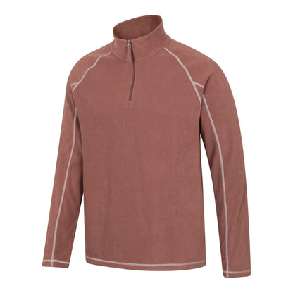 Brown - Side - Mountain Warehouse Mens Ashbourne II Half Zip Fleece Top