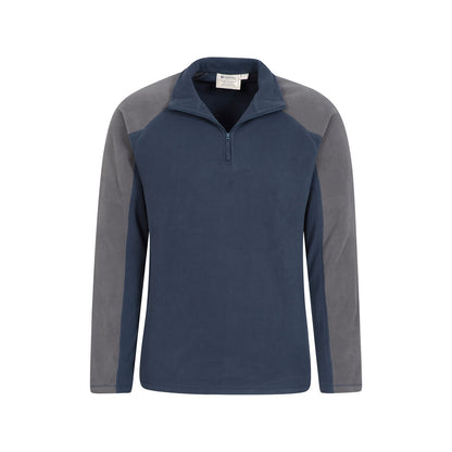 Dark Blue - Pack Shot - Mountain Warehouse Mens Ashbourne II Half Zip Fleece Top