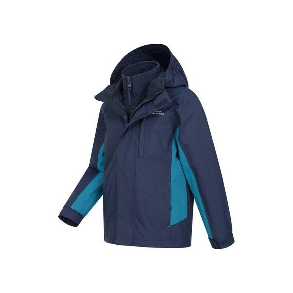 Blue - Close up - Mountain Warehouse Childrens-Kids Cannonball 3 in 1 Waterproof Jacket