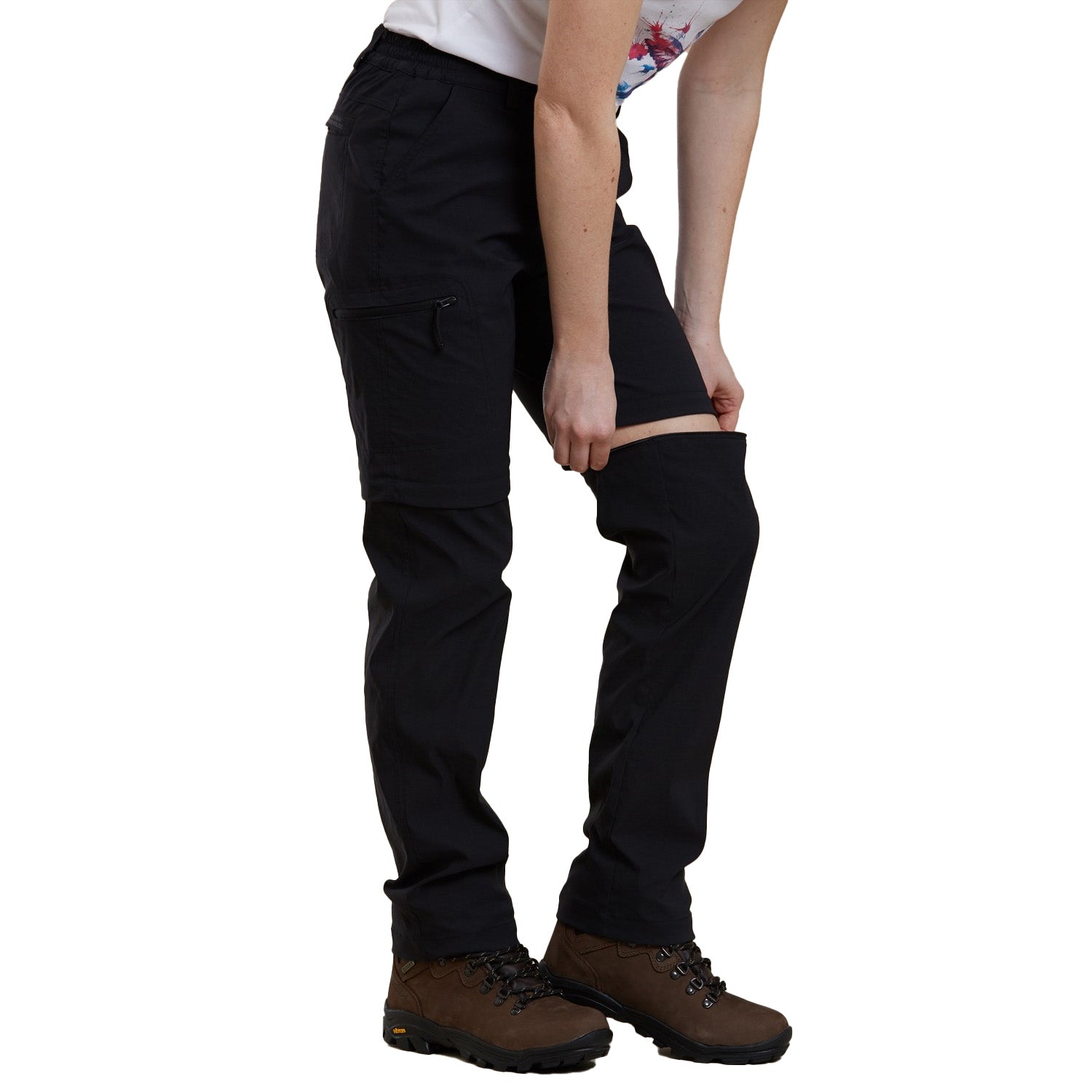 Black - Side - Mountain Warehouse Womens-Ladies Hiker Stretch Zip-Off Trousers