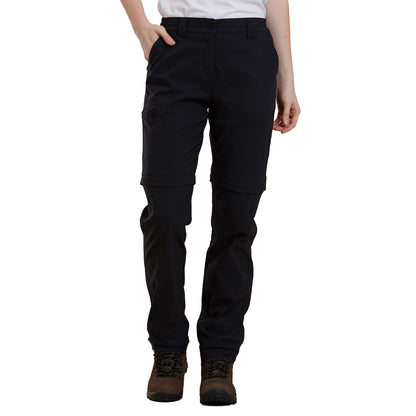 Black - Front - Mountain Warehouse Womens-Ladies Hiker Stretch Zip-Off Trousers