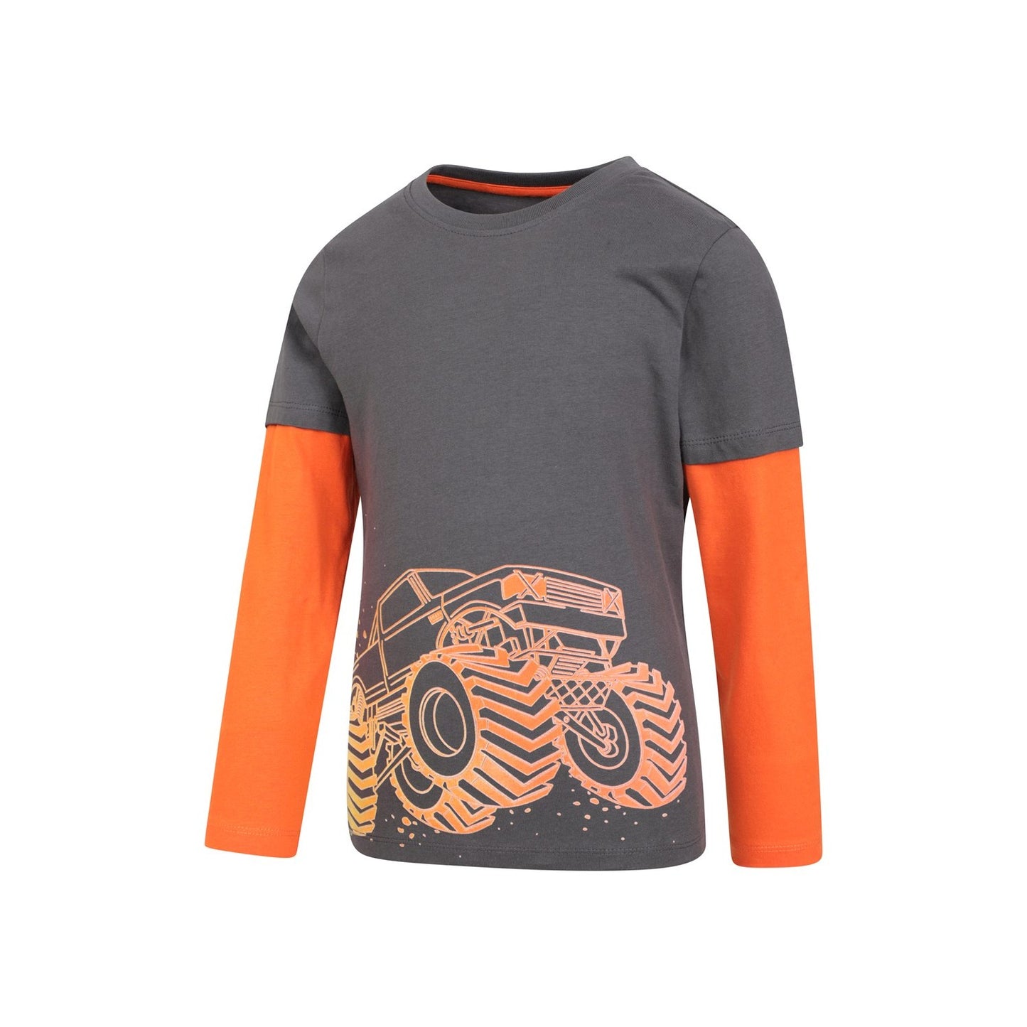 Grey - Side - Mountain Warehouse Childrens-Kids Monster Truck Organic T-Shirt