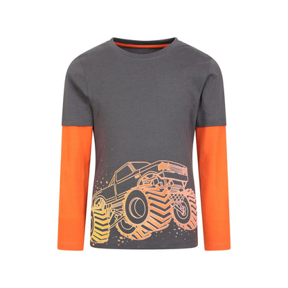 Grey - Front - Mountain Warehouse Childrens-Kids Monster Truck Organic T-Shirt